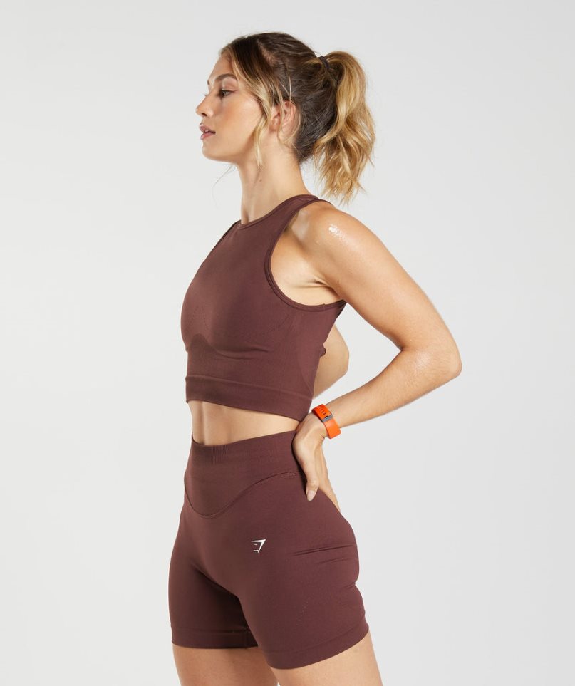 Women's Gymshark Sweat Seamless Midi Tanks Burgundy | CA 06ND78